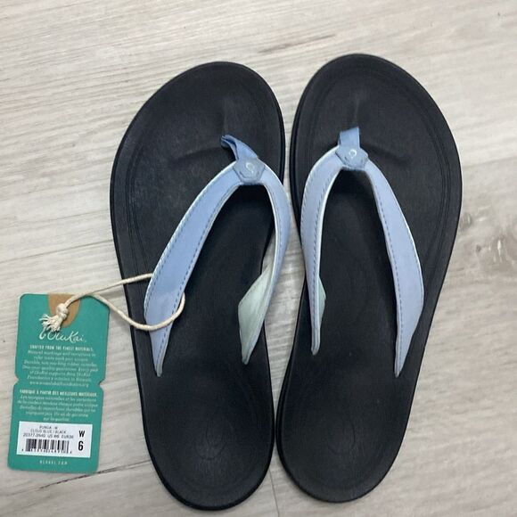 NWT- Olukai-Punua Flip Flop-cloud blue /Black-Women’s size 6 - Picture 1 of 5